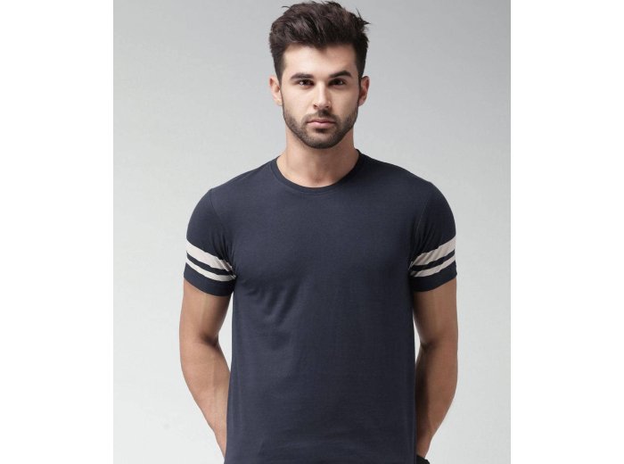 Navy Blue T-Shirt, Round Neck, Short Sleeves